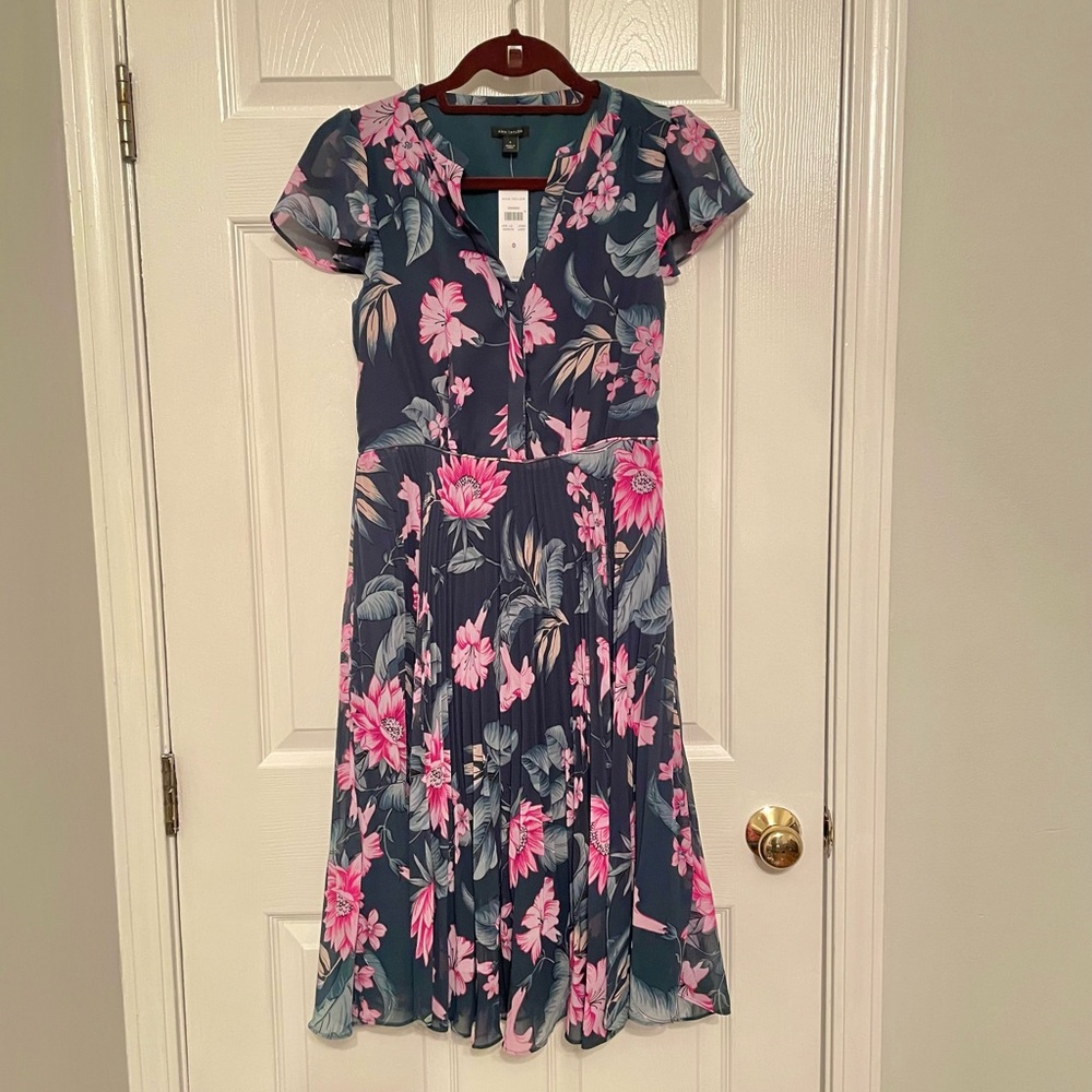 Ann Taylor Floral Pleated Dress NWT